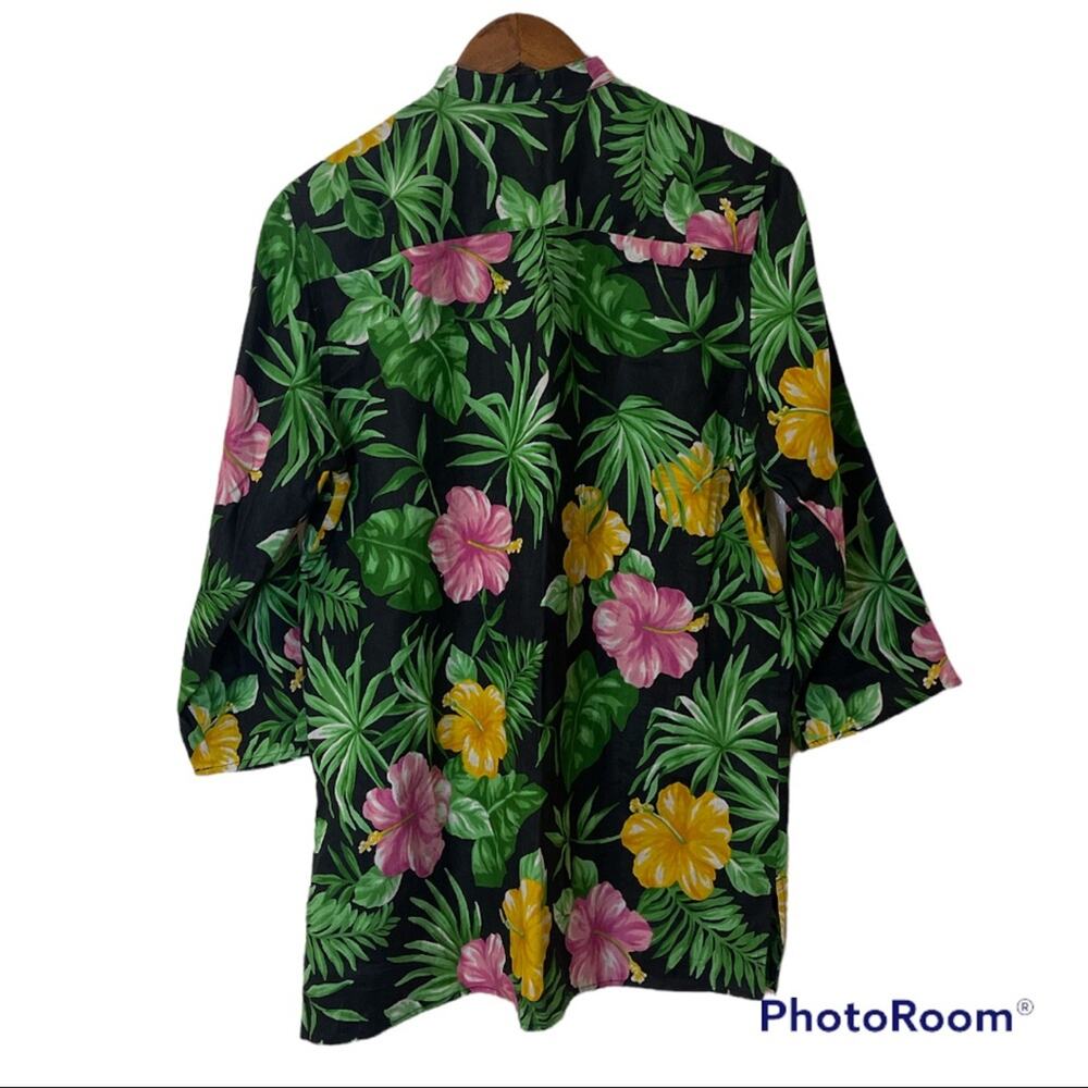 Lauren Ralph Lauren 100% Linen Tropical Sleeveless Frog Button Shirt Size Small - Picture 2 of 6